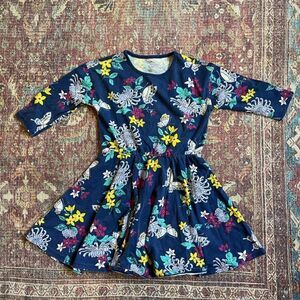 Tea Collection size 10 Floral Kids Dress in Navy Blue w/ butterfly’s 100% cotton